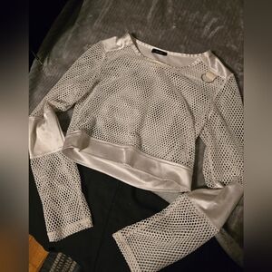 White Fishnet  Crop Top
